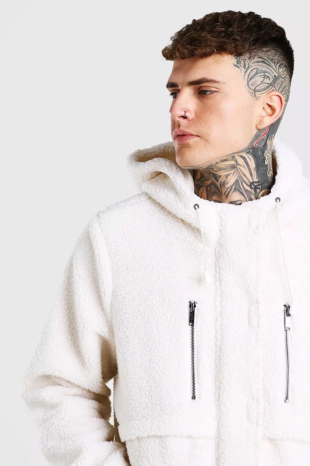 Mens white sherpa on sale jacket